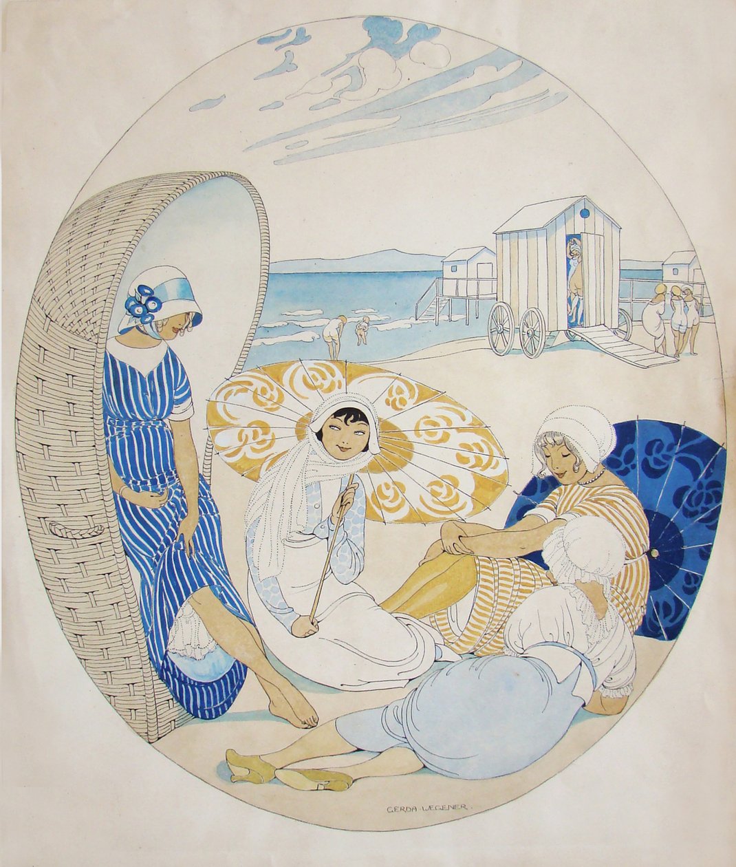 Conversando en la Playa Danesa de Gerda Wegener