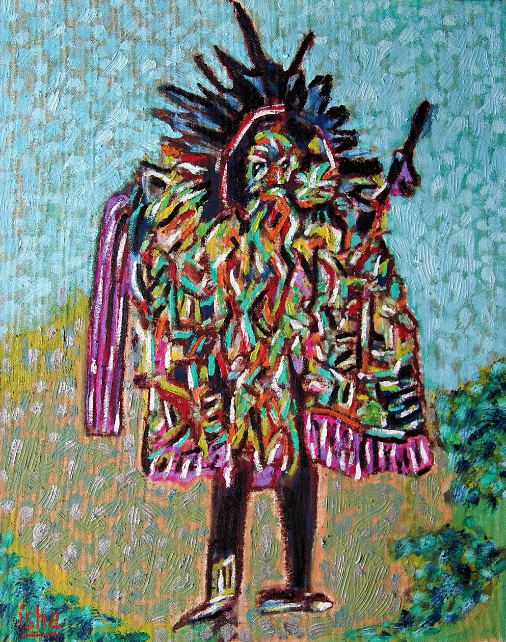 Chamán camaleón, 2020 (óleo sobre lienzo) de Gerhardt Isringhaus