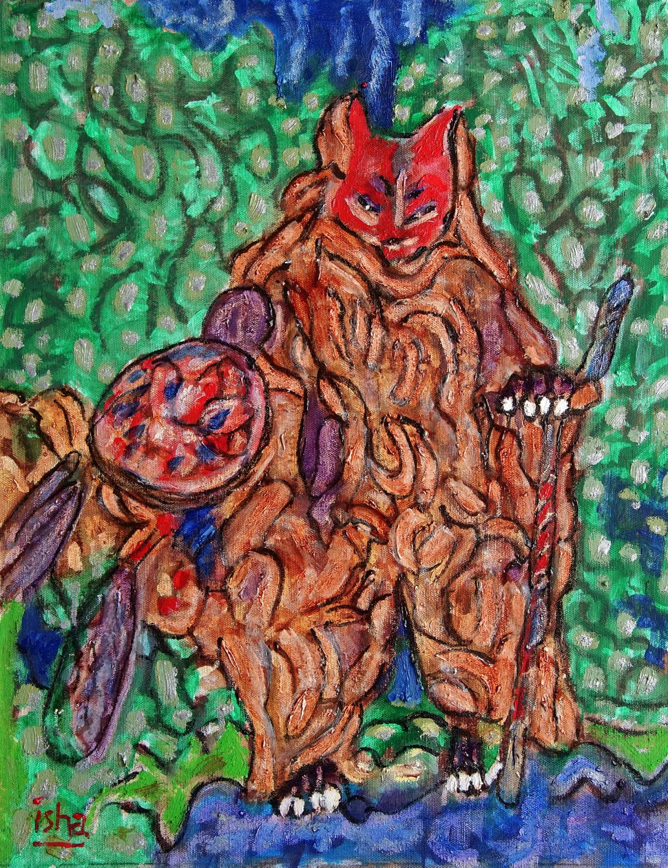 Fox Shaman,2020 (óleo sobre lienzo) de Gerhardt Isringhaus