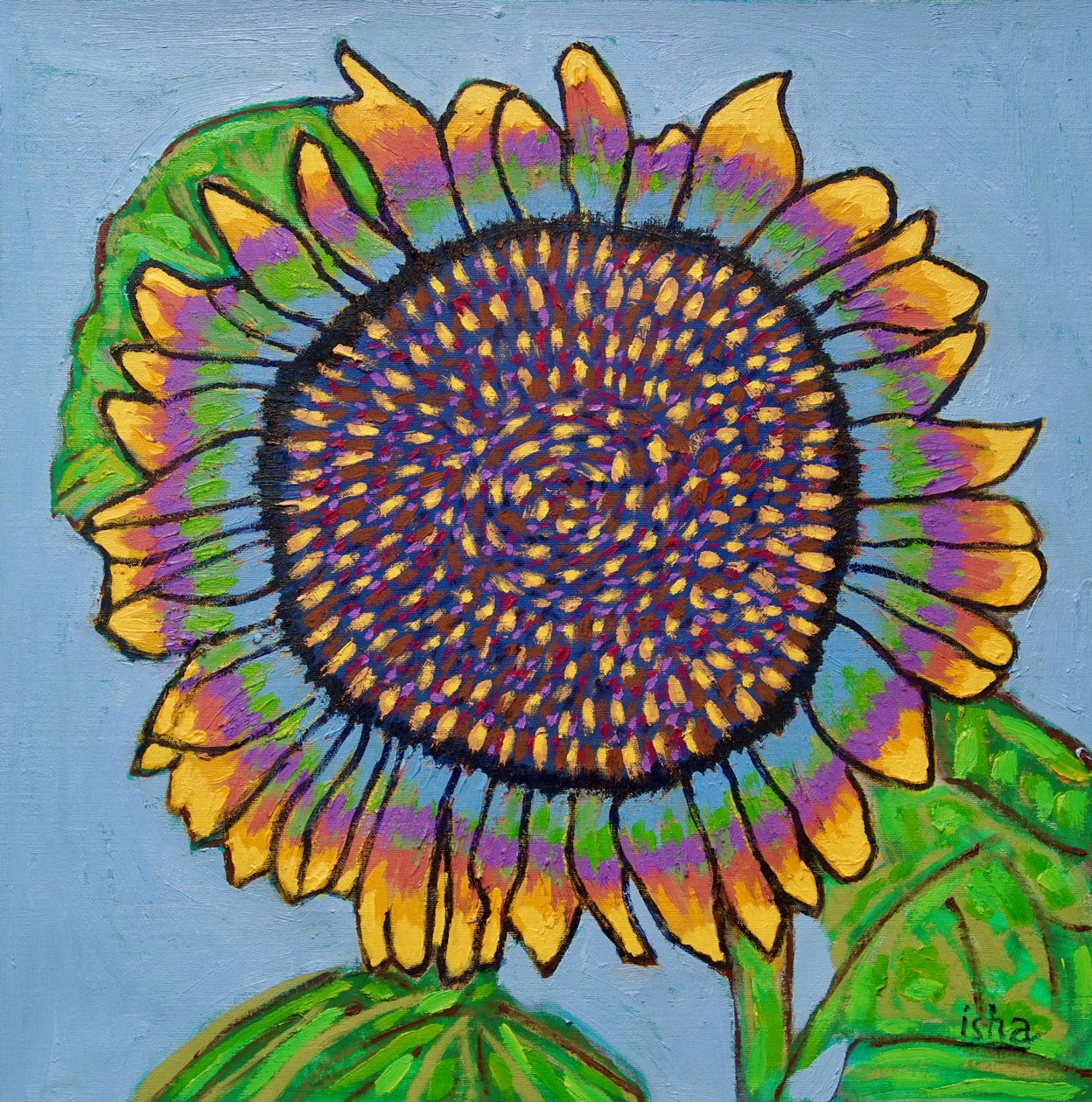 Girasol alegre II, 2024 (óleo sobre lienzo) de Gerhardt Isringhaus