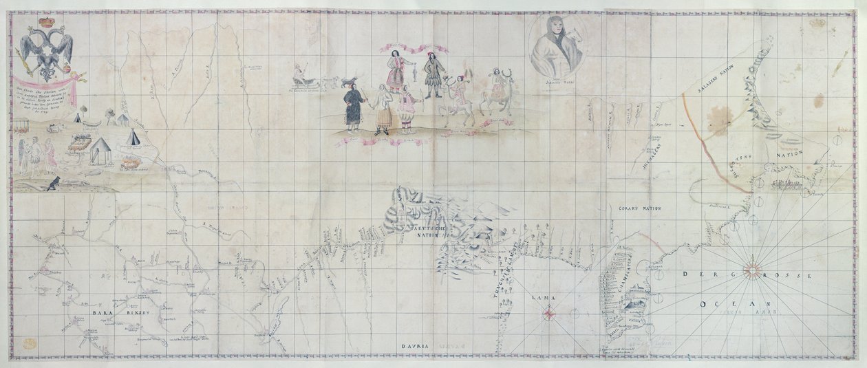 Mapa de Siberia, 1729 de German School