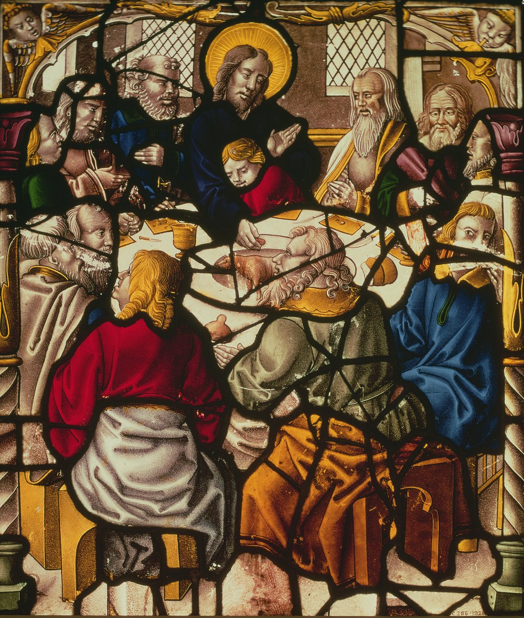 Panel que representa La Última Cena (vidriera) de German School