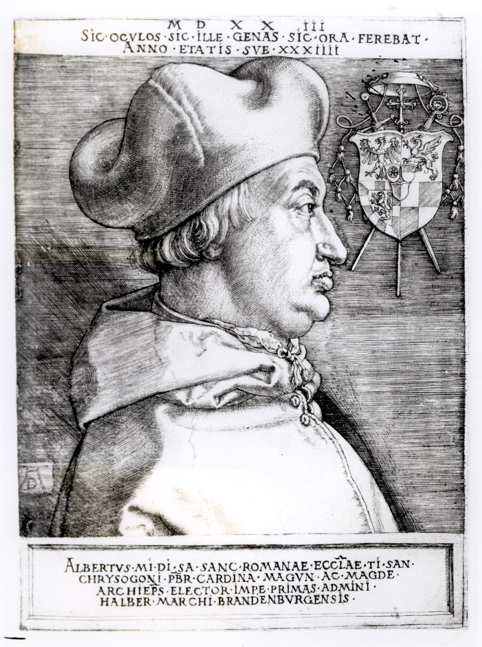 Retrato de Alberto, Cardenal Elector de Mainz, 1523 de German School