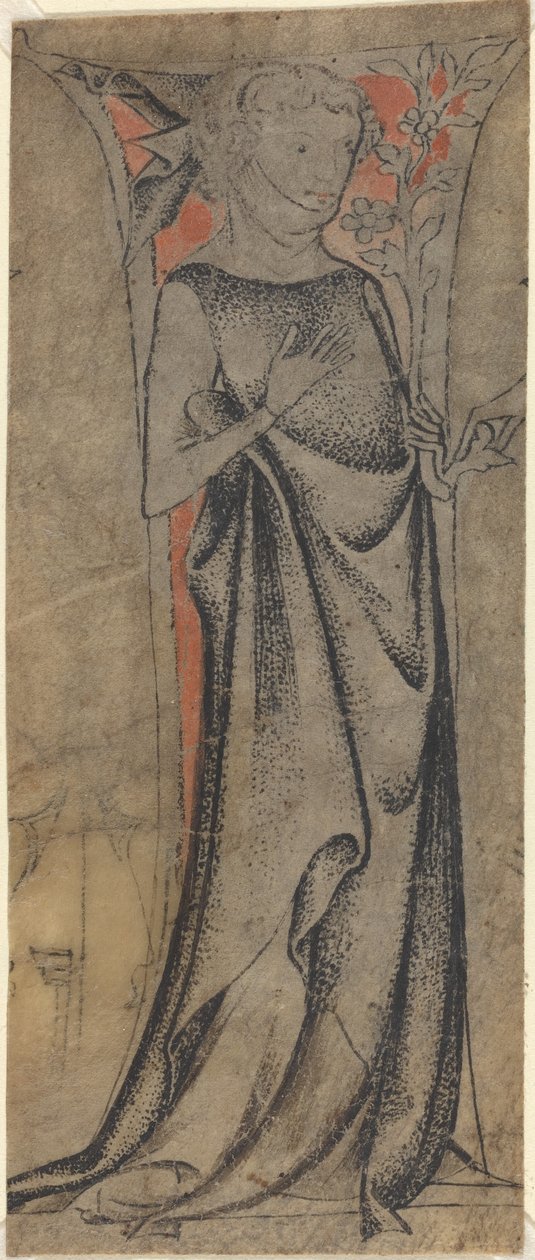 Joven de pie con una rama de German 14th Century