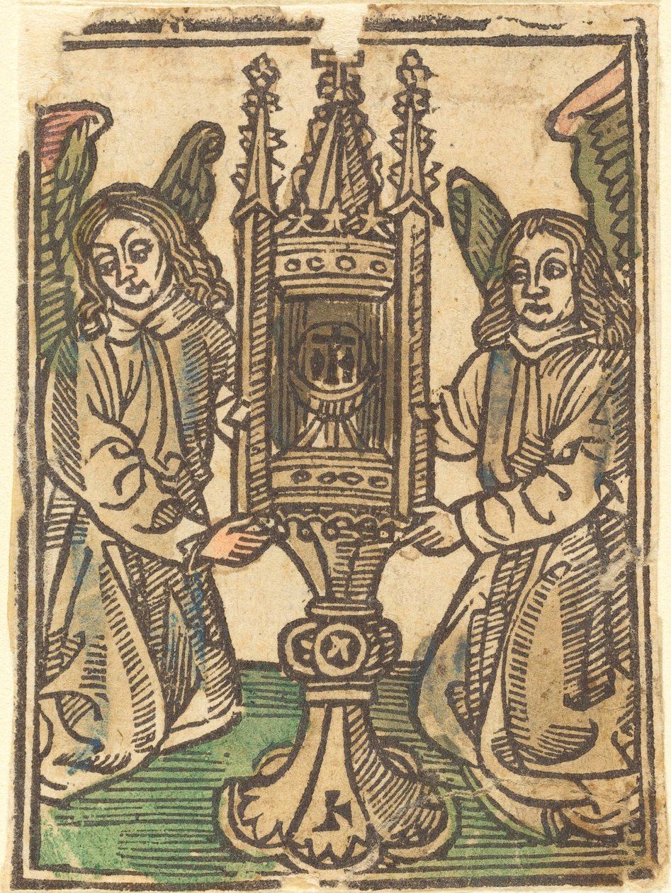 Una custodia sostenida por dos ángeles de German 15th Century