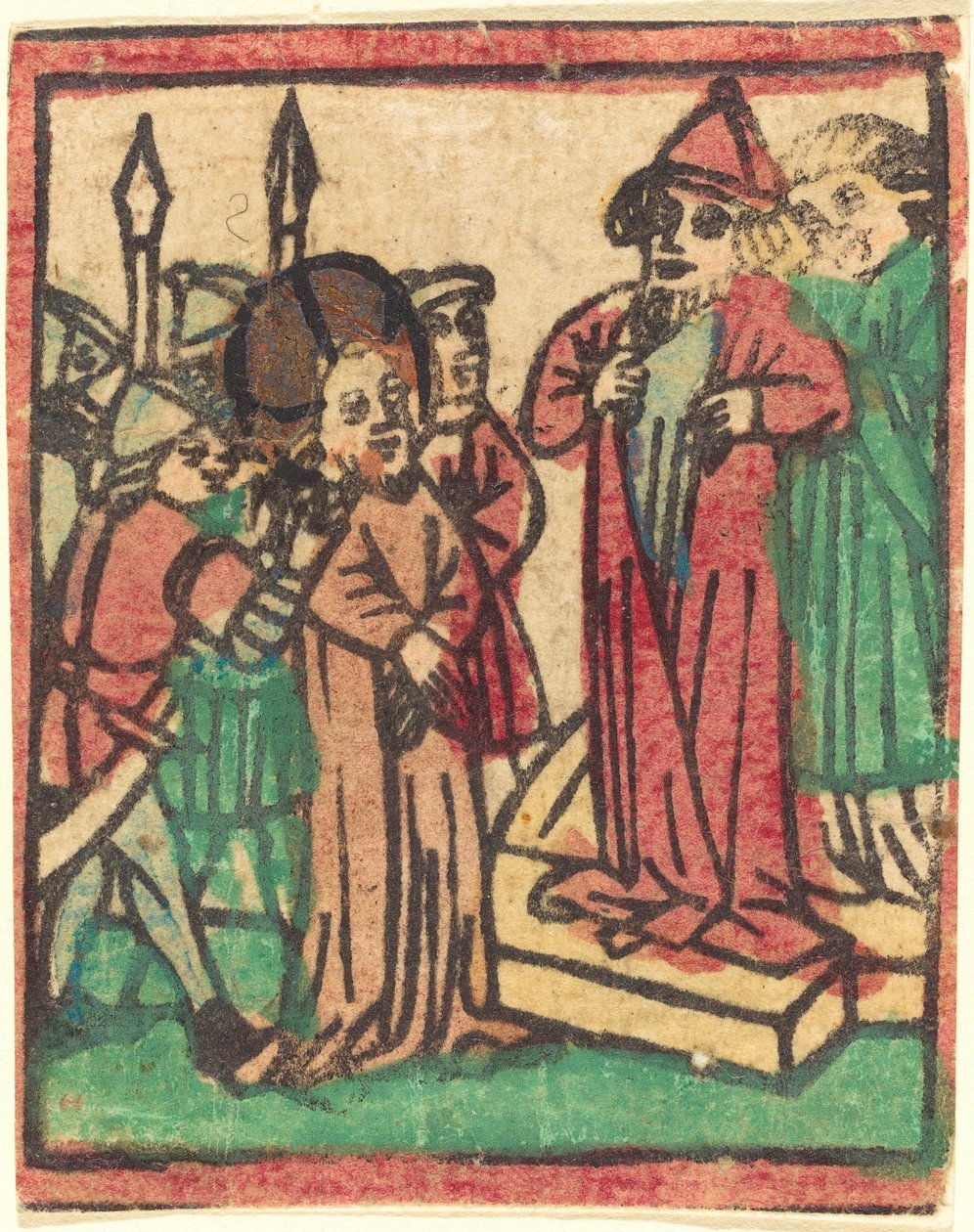 Caifás rasgando sus vestiduras de German 15th Century