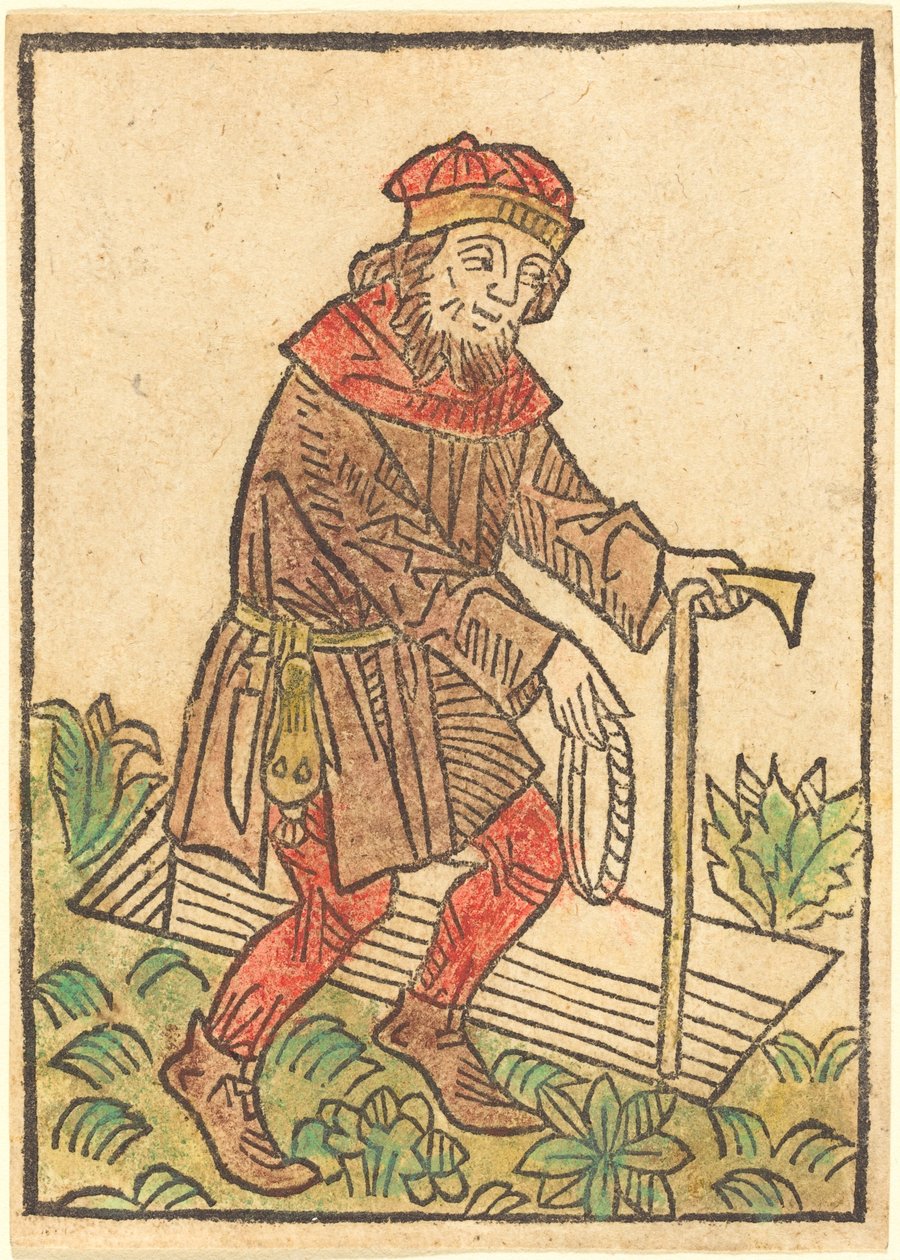 Hombre caminando hacia una tumba de German 15th Century