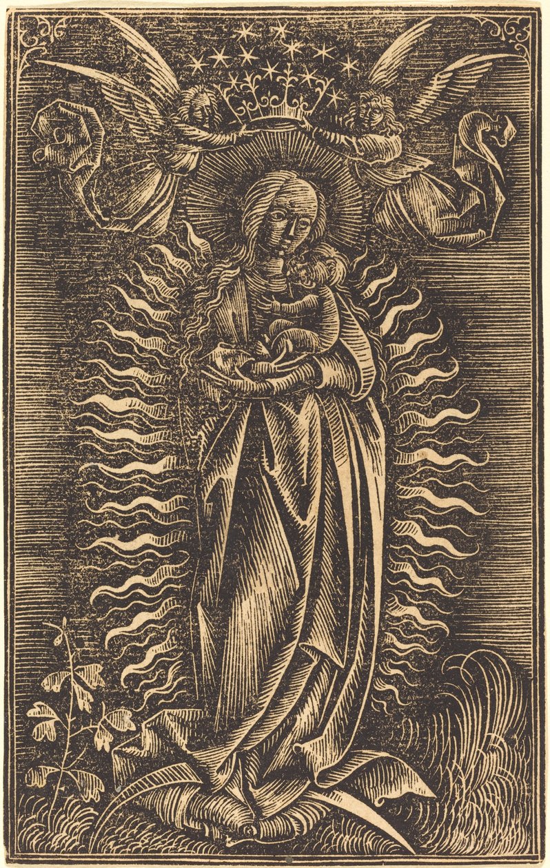 La Virgen coronada por dos ángeles de German 15th Century