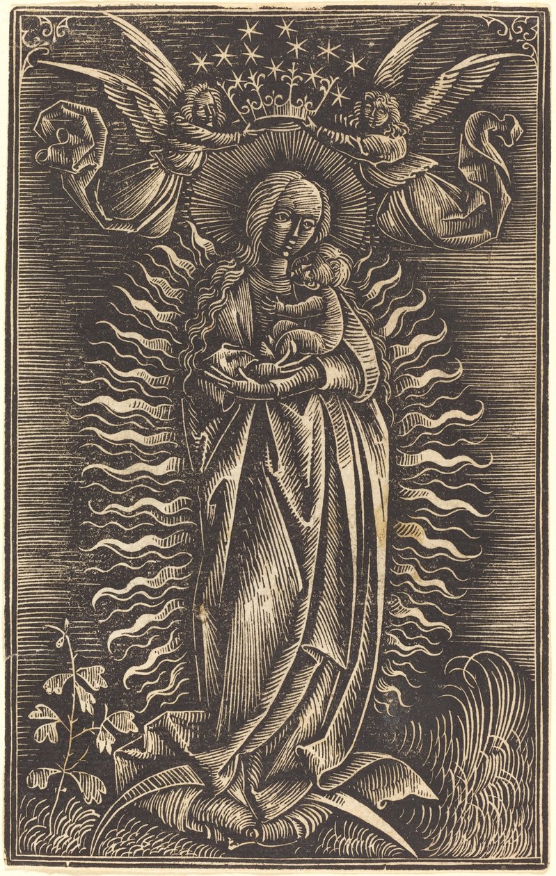 La Virgen coronada por dos ángeles de German 15th Century
