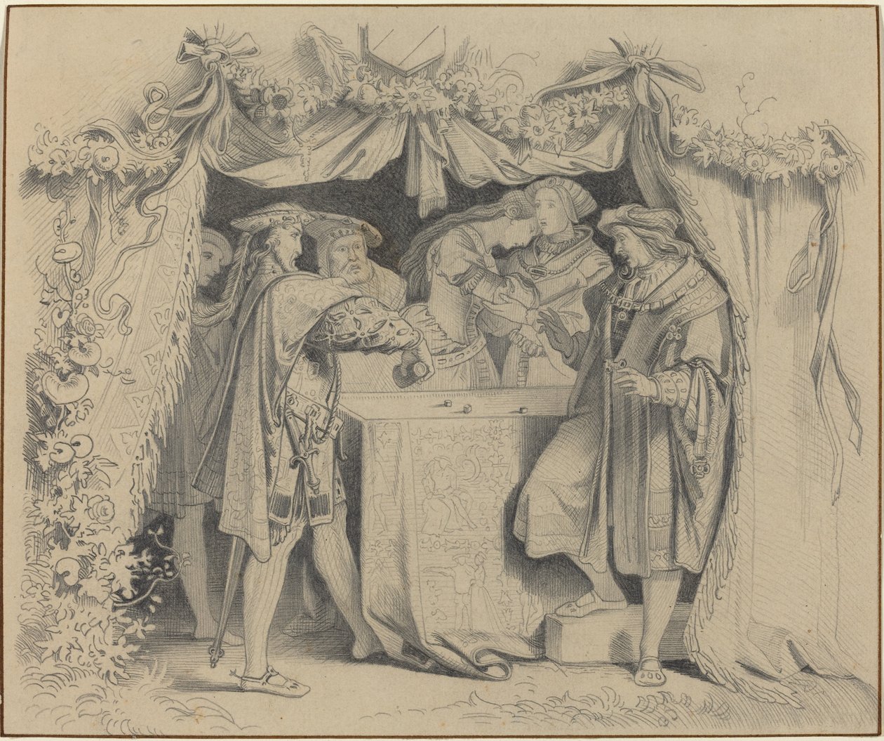 Hombres tirando dados de German 19th Century