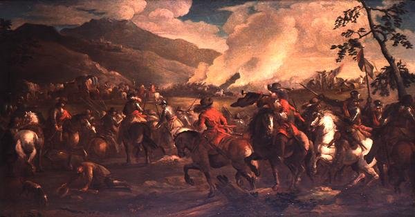 Una batalla de caballería de German School