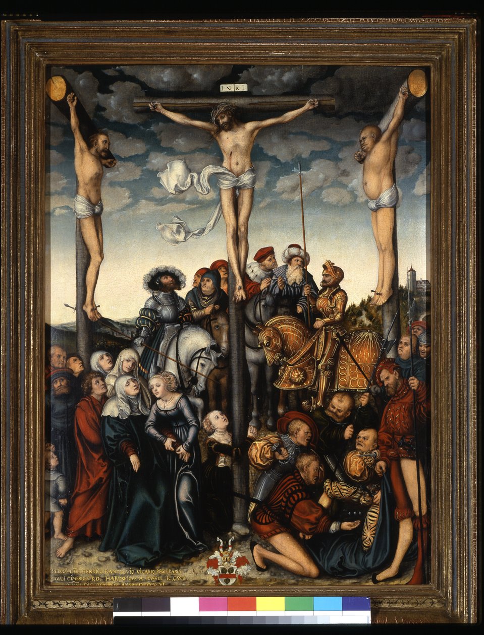 Crucifixión (óleo sobre madera) de German School