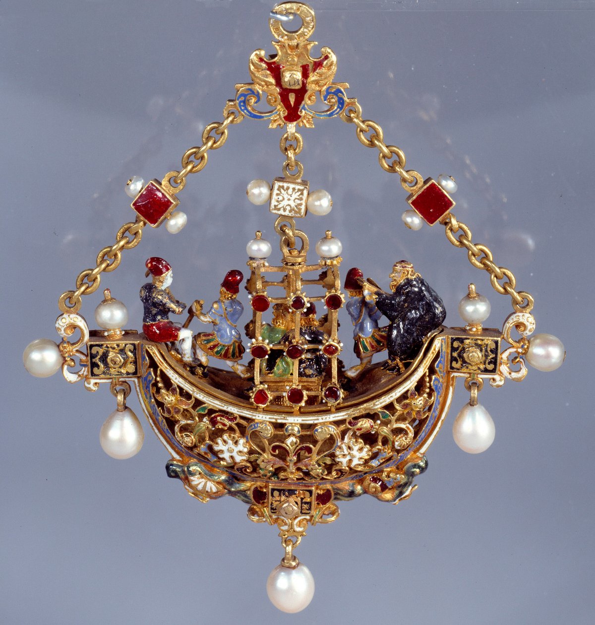 Arte alemán: colgante de cuello de barco (reverso) de German School
