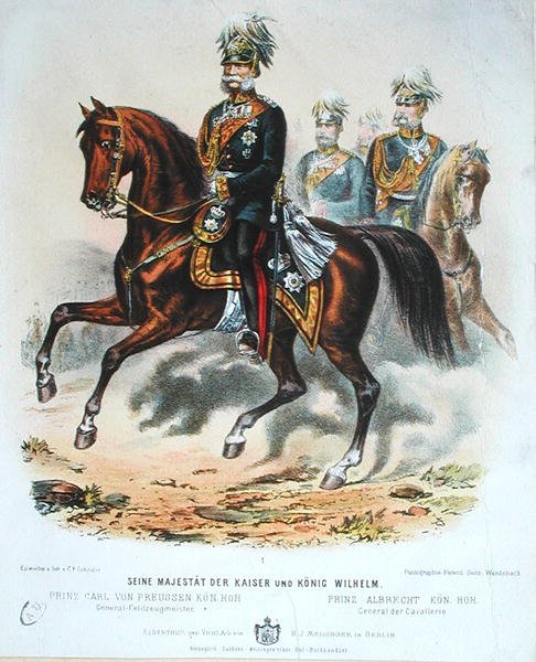 Kaiser Wilhelm I (1797-1888) a caballo de German School