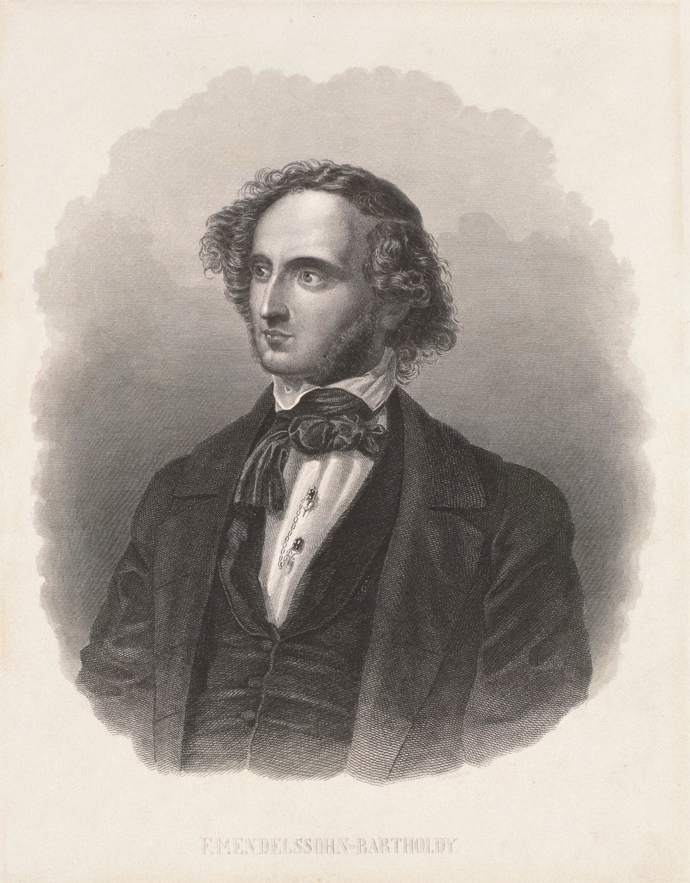 Retrato de Felix Mendelssohn (1809-47) de German School