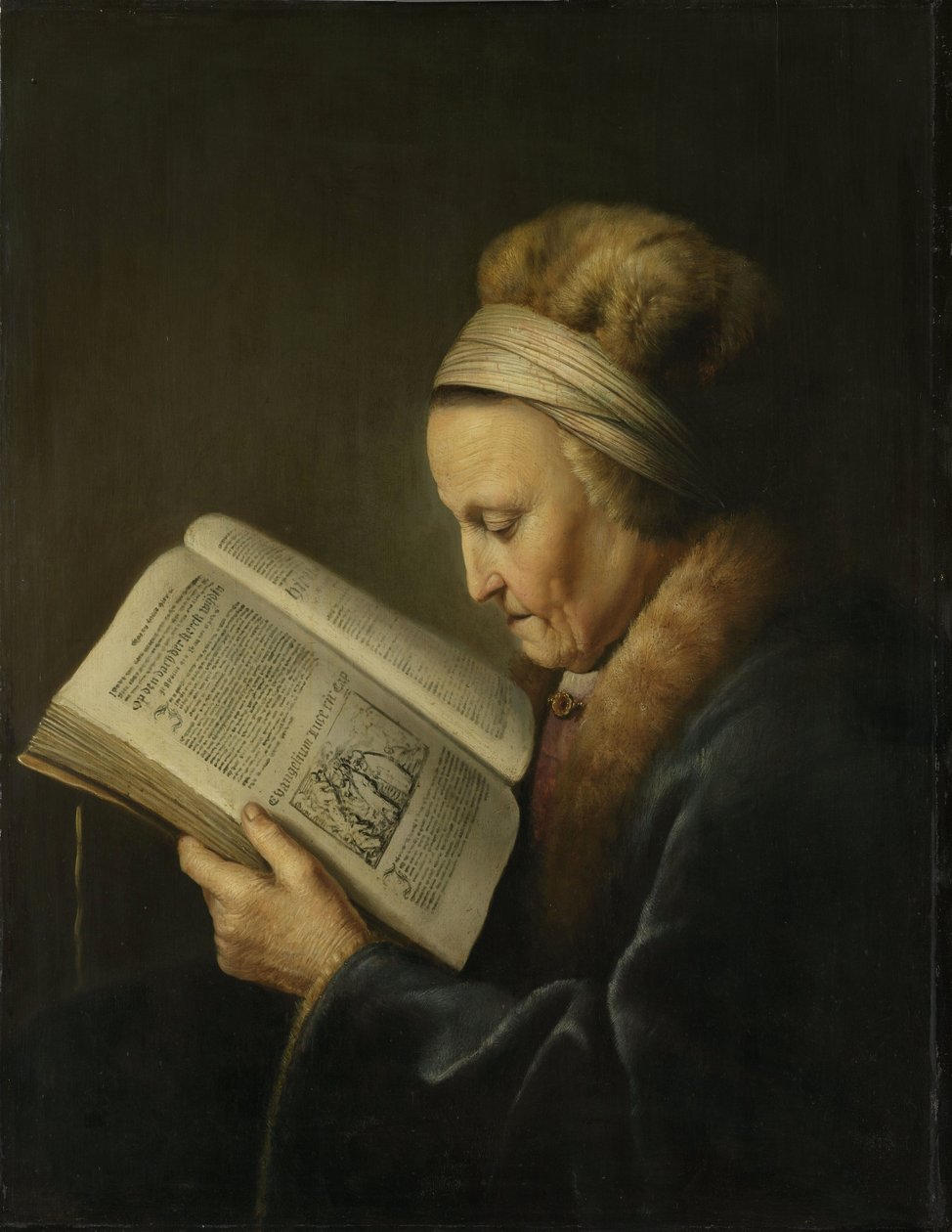 Retrato de una anciana leyendo de Gerrit Dou