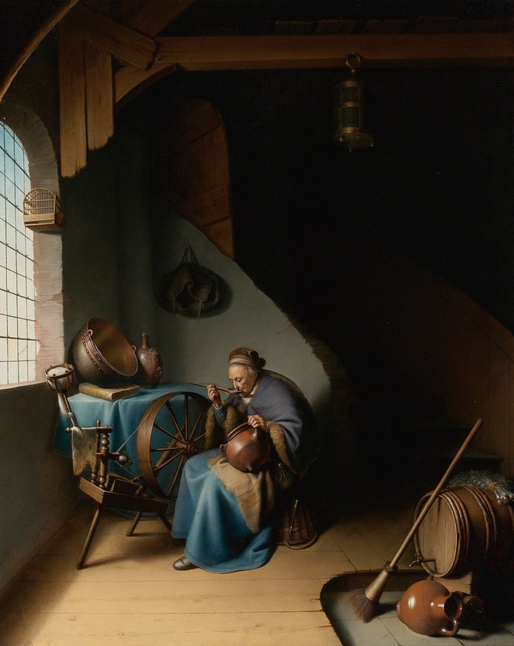Mujer comiendo gachas de Gerrit Dou
