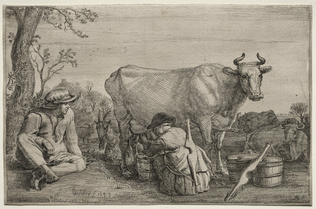 La lechera, 1643 de Gerrit Claesz. Bleker