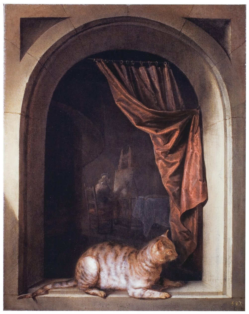 Gato en la cornisa de Gerrit Dou