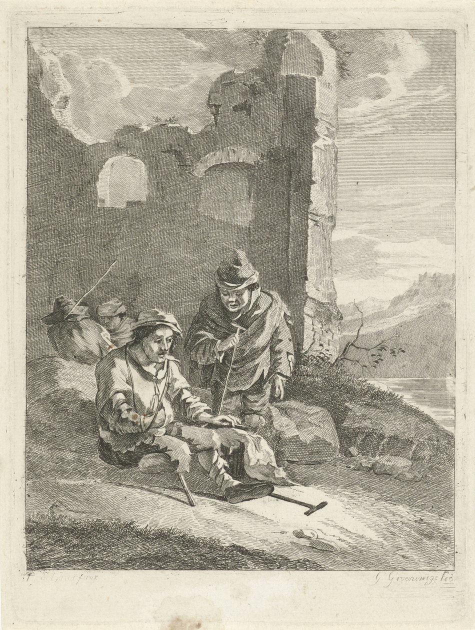 Cuatro figuras en una ruina de Gerrit Groenewegen