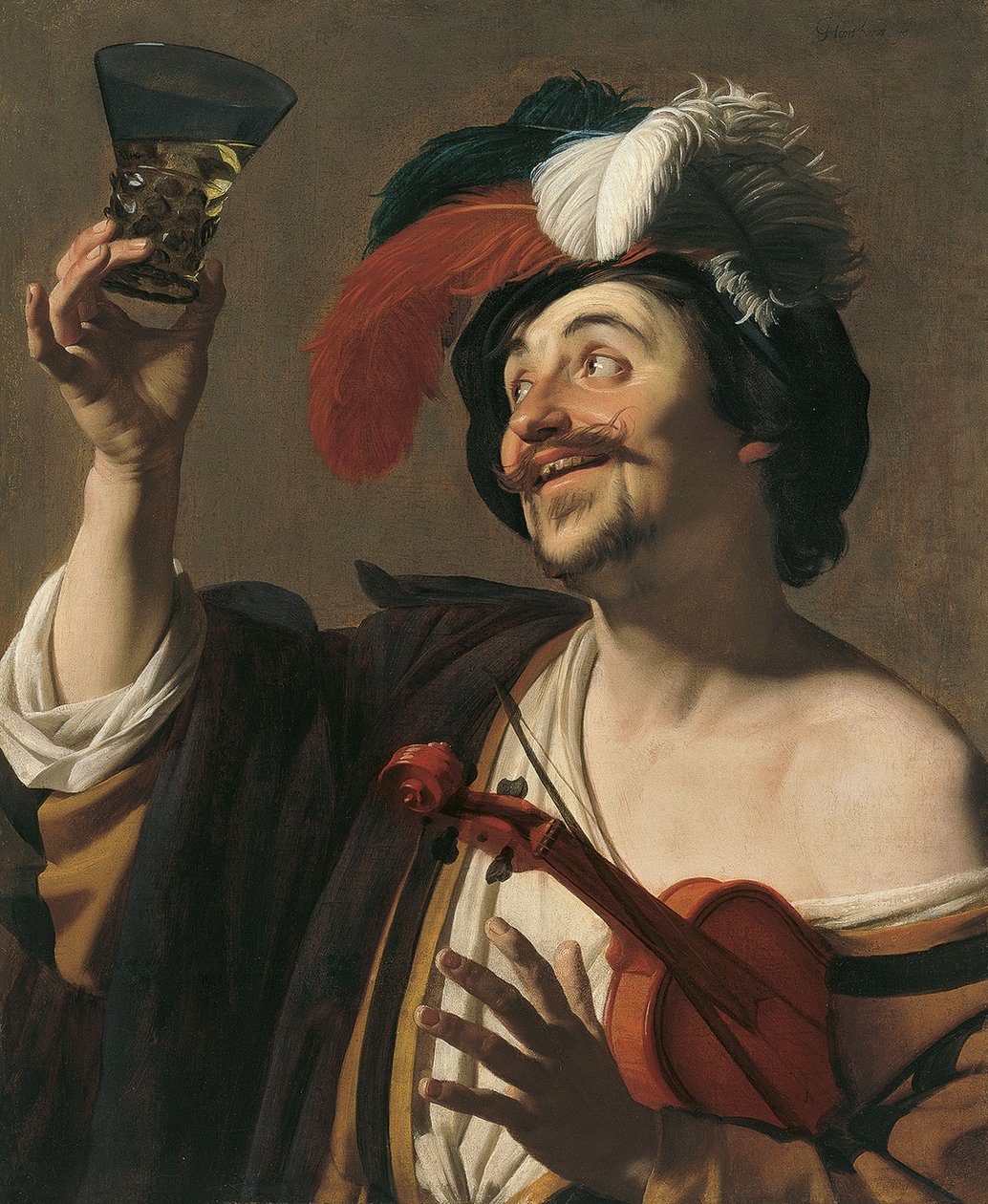 El violinista feliz de Gerrit van Honthorst