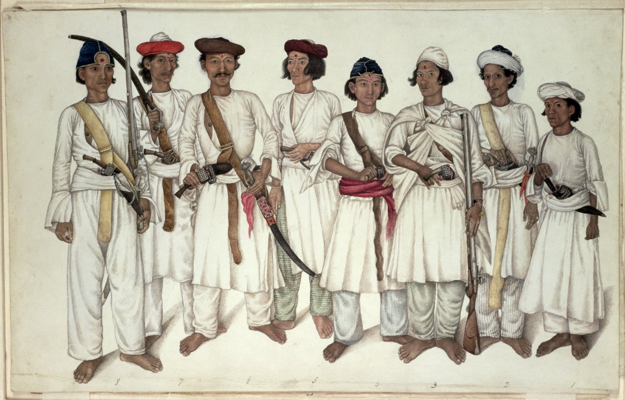 Ocho Gurkhas, 1815 de Ghulam Ali Khan
