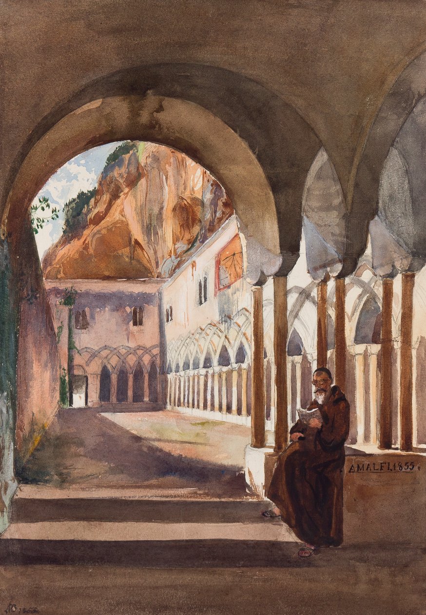 Claustros en Amalfi, con adiciones del Príncipe Luigi Maria di Borbone (1838-1886), 1855 de Giacinto Gigante