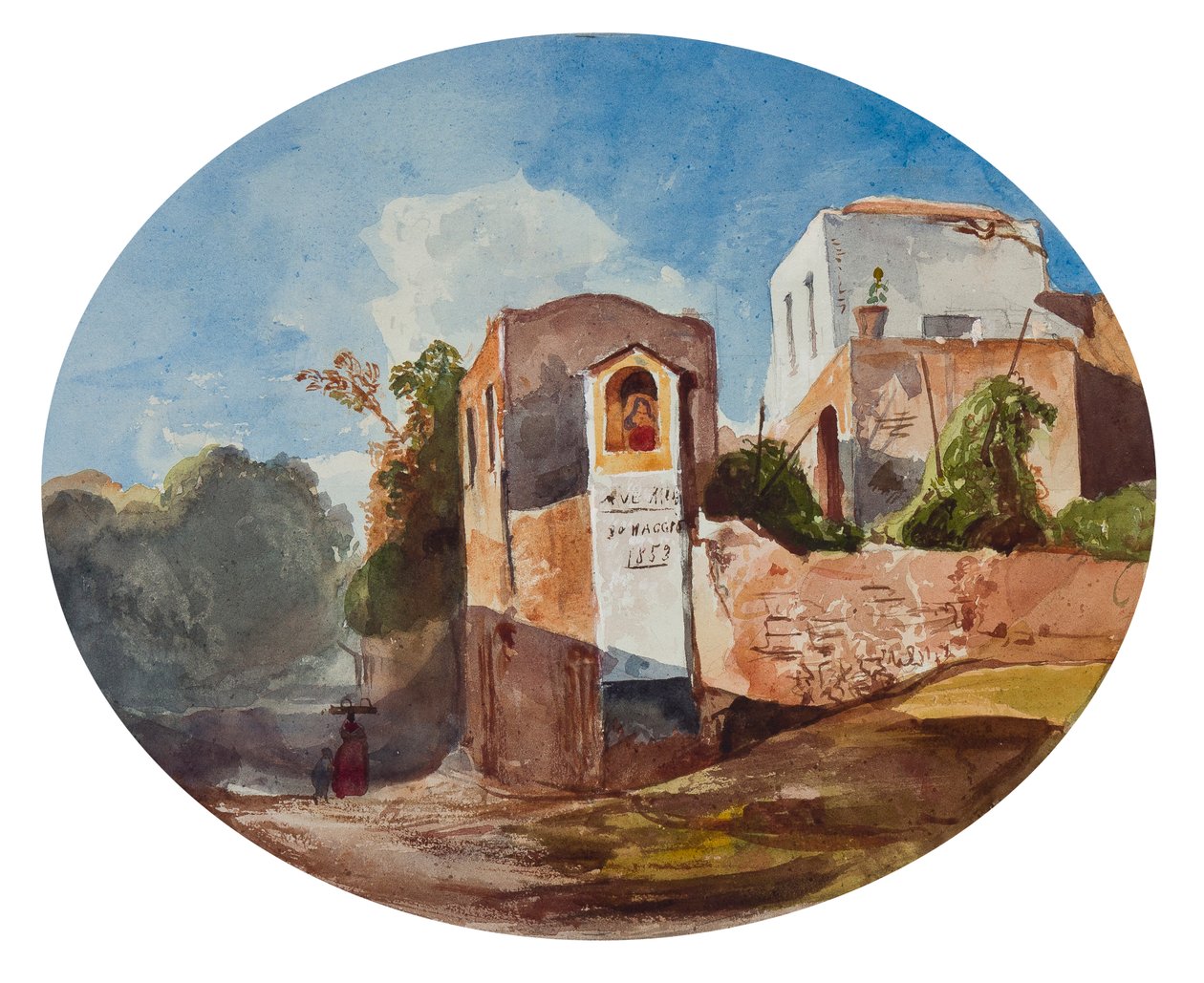 Santuario al borde del camino, con adiciones de un alumno de Borbone, 1853 de Giacinto Gigante