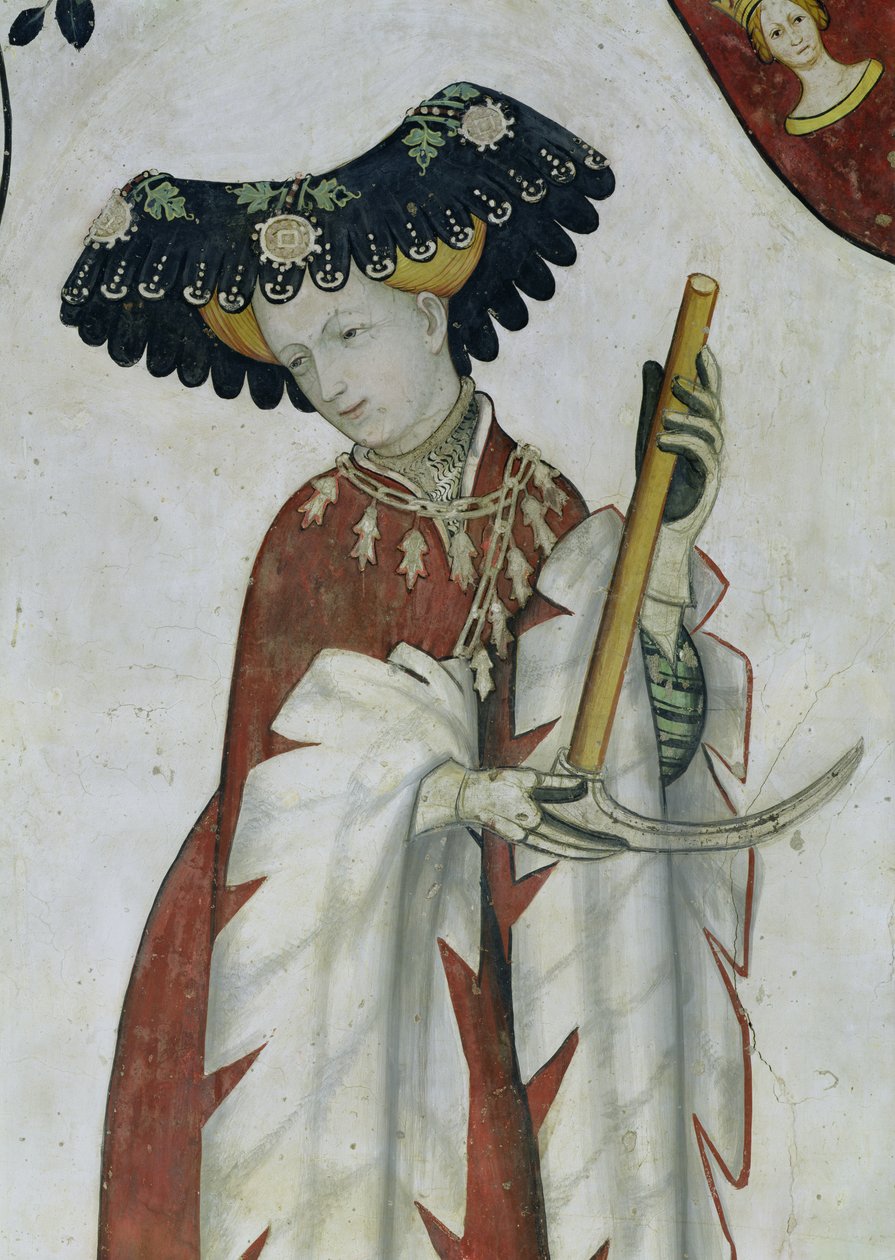 Los nueve dignos y las nueve dignas mujeres, detalle de Delfina, 1418-30 de Giacomo Jaquerio