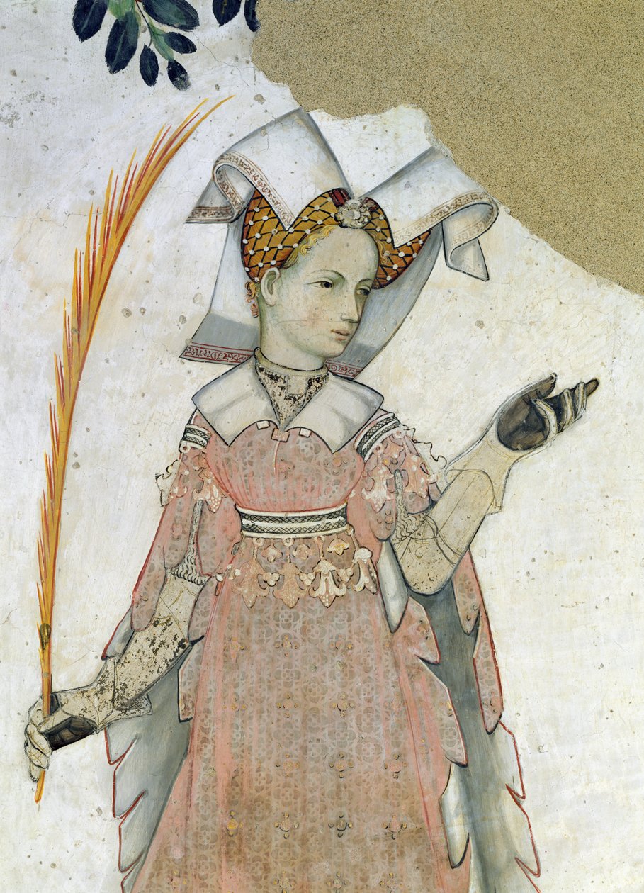 Los Nueve Dignos y las Nueve Mujeres Dignas, detalle de Teuta, c.1418-30 de Giacomo Jaquerio