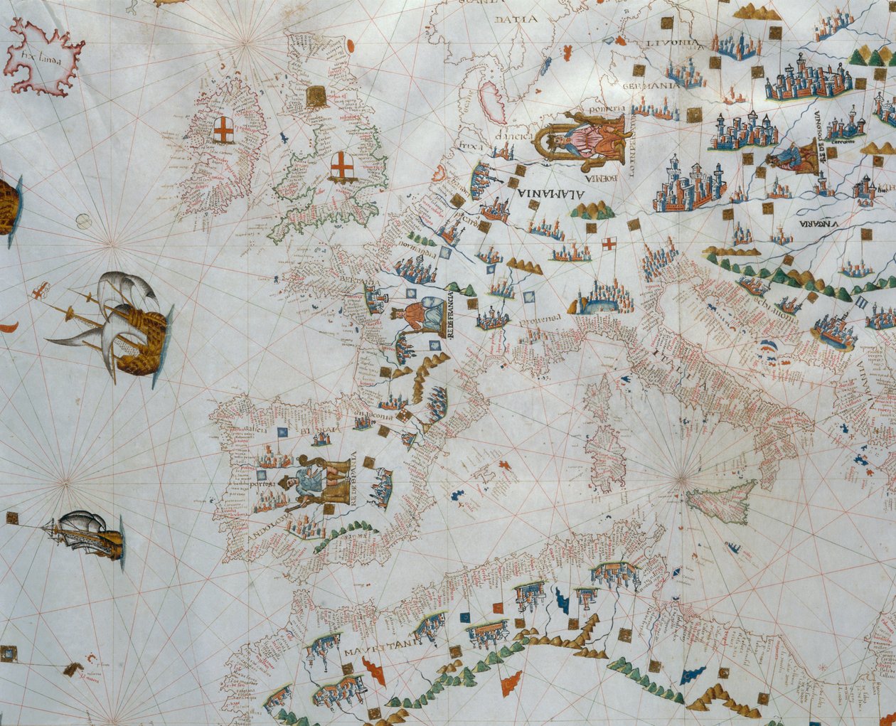 Un mapa náutico, 1564 de Giacomo Maggiolo