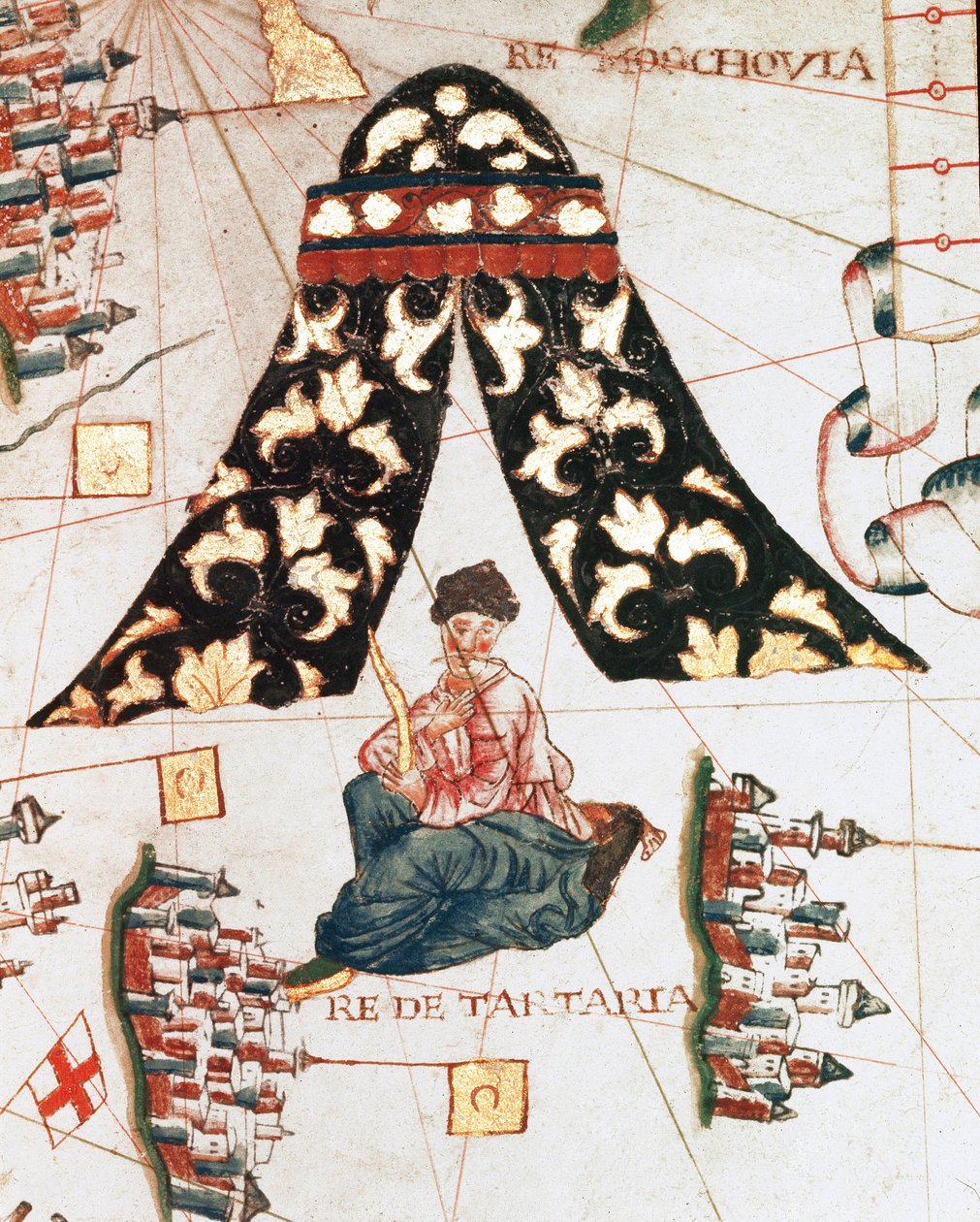El rey de los tártaros (Miniatura, c.1563) de Giacomo Maggiolo