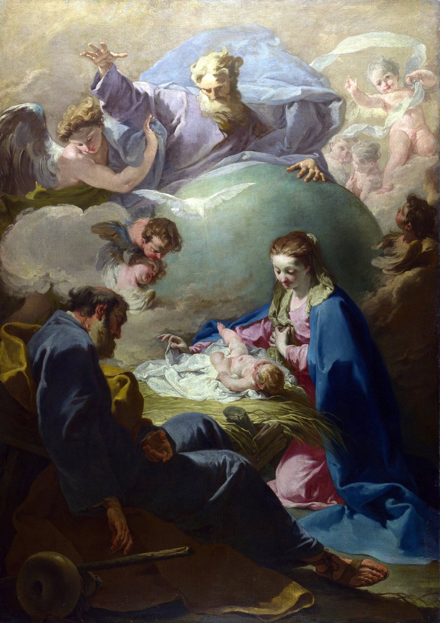 Natividad con Dios Padre y el Espíritu Santo de Giambattista Pittoni