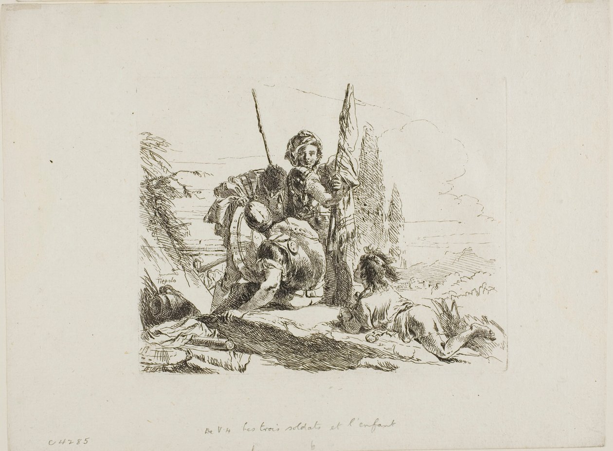 Tres soldados y un niño, de Capricci de Giambattista Tiepolo