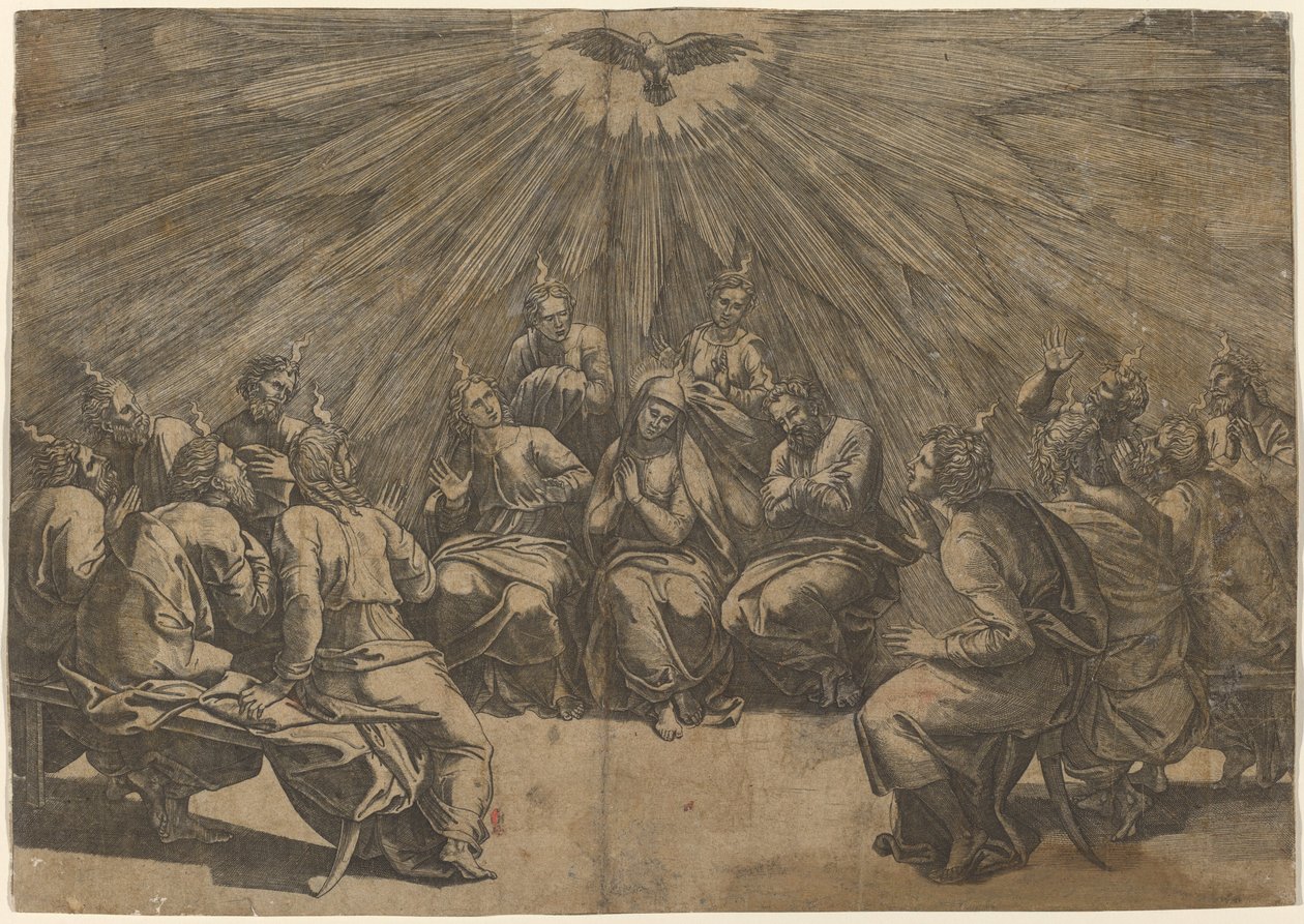 Pentecostés de Gian Jacopo Caraglio after Raphael