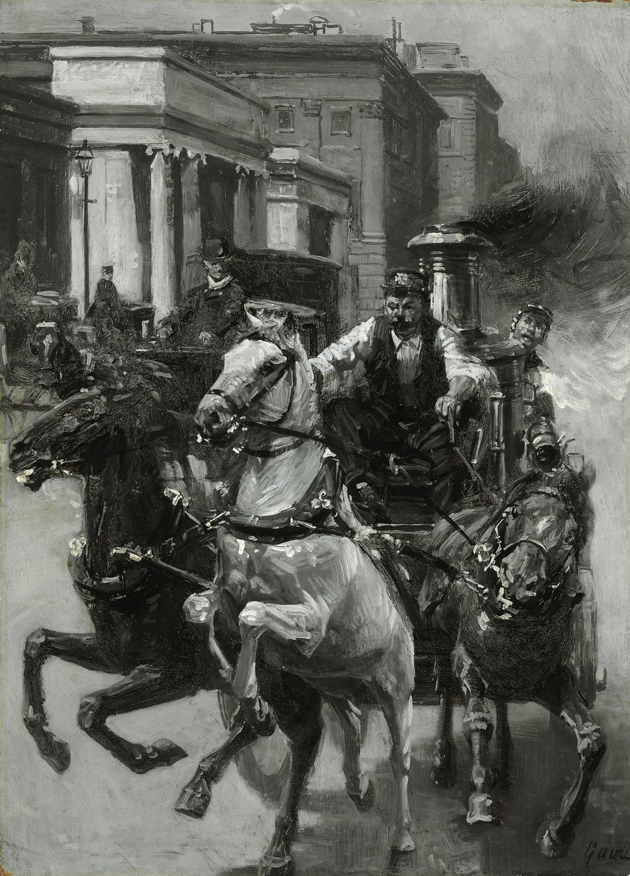 Carrera hacia el fuego, c.1900 de Gilbert Gaul