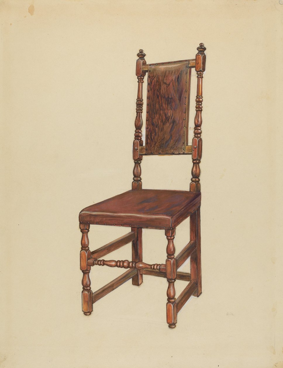 Silla Lateral de Cuero Cromwelliano de Gilbert Sackerman