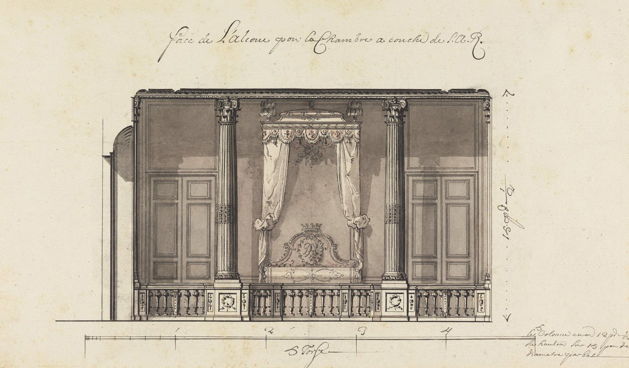 Alcoba de cama para el Duque de Orleans, Palais Royal, París de Gilles Marie Oppenord