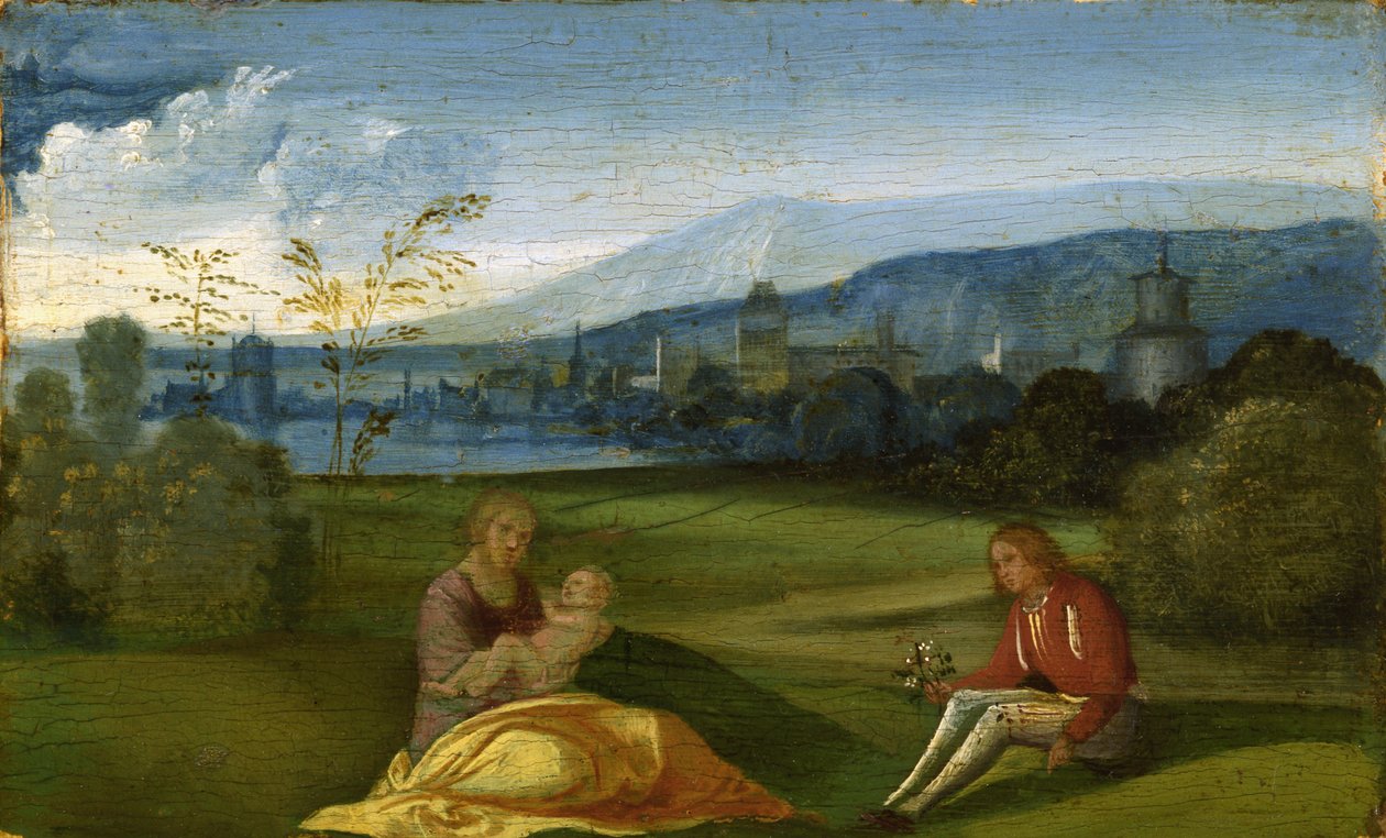 Paisaje pastoral idílico, finales del siglo XV de Giorgione da Castelfranco