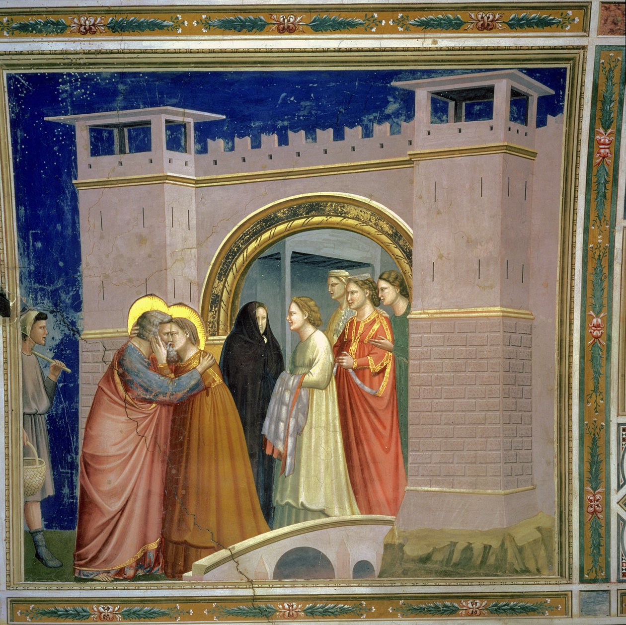 El Encuentro en la Puerta Dorada, c.1305 de Giotto di Bondone