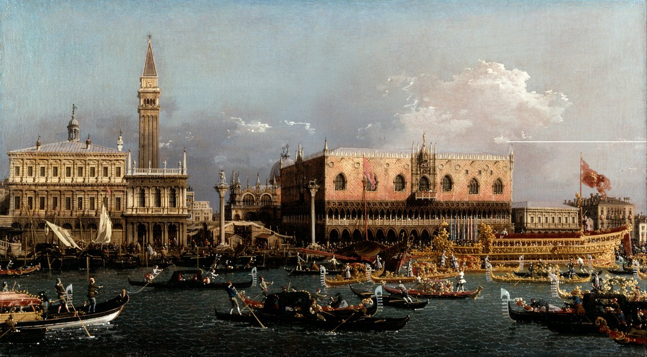 El Bucintoro en el Molo el día de la Ascensión de Giovanni Antonio Canal