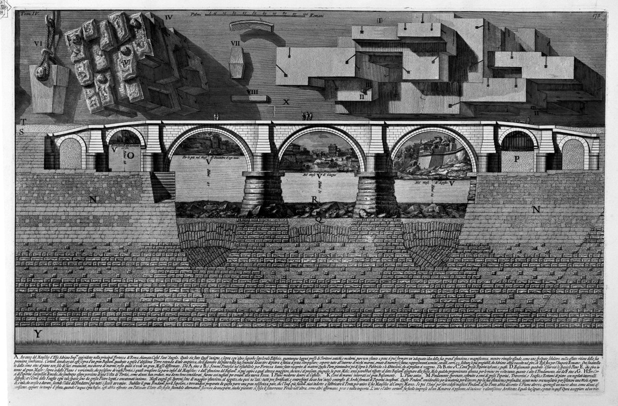 Mausoleo de Adriano (parte de tav.) de Giovanni Battista Piranesi