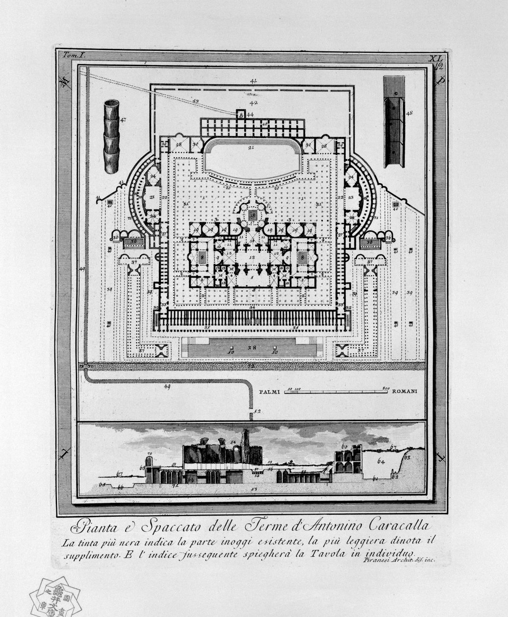 Plano de las Termas de Caracalla (Roma) de Giovanni Battista Piranesi