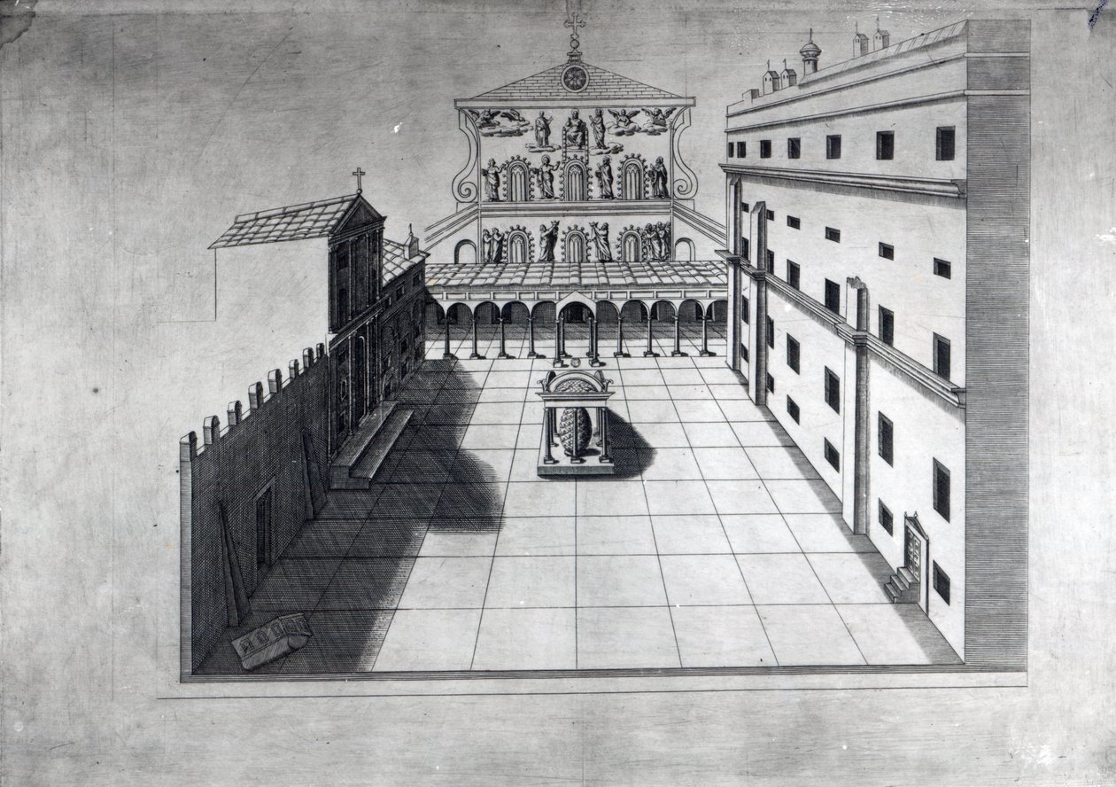 El Patio del Belvedere en la Antigua San Pedro de Roma de Giovanni Battista Piranesi