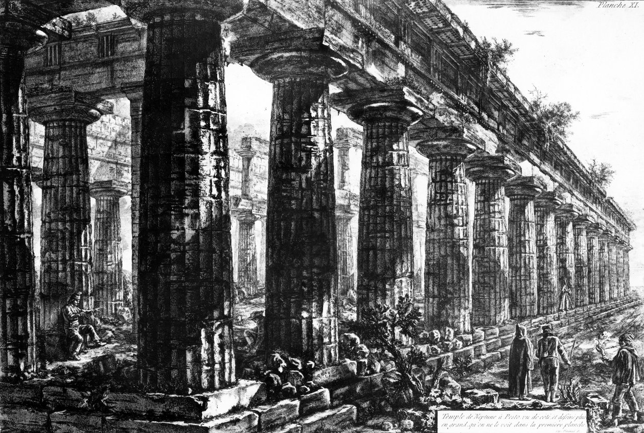El Templo de Neptuno en Paestum, grabado por Francesco Piranesi, 1778 de Giovanni Battista Piranesi