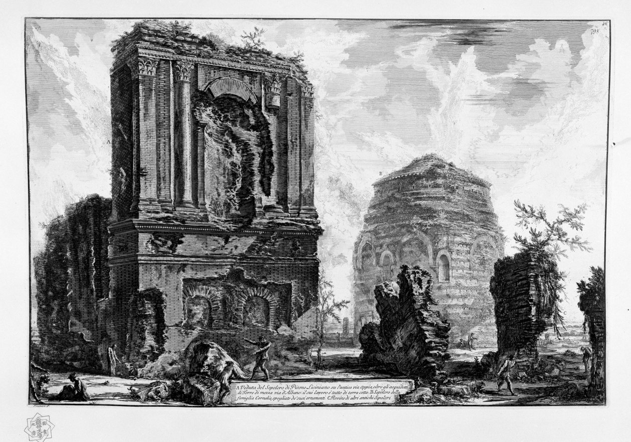 Vista del Sepulcro de Pisone Liciniano en la antigua vía Apia de Giovanni Battista Piranesi