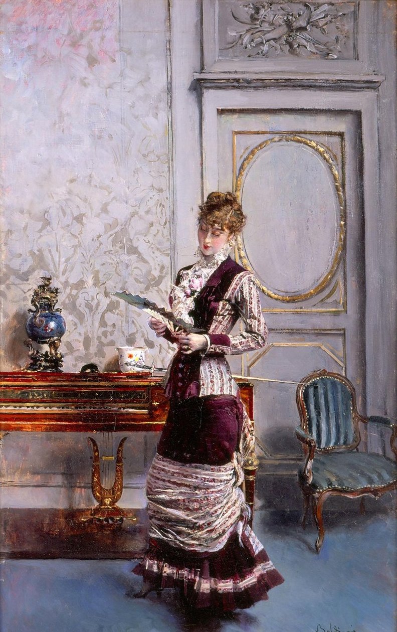 Dama admirando un abanico de Giovanni Boldini