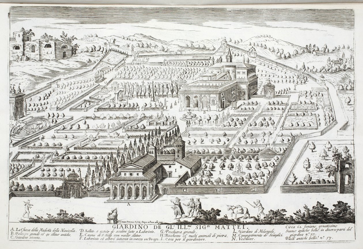 Vista de los jardines de la Villa Mattei de Giovanni Domenico de