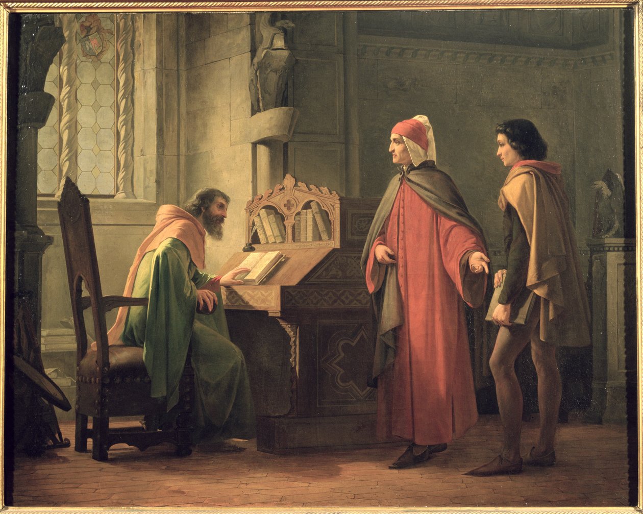 Dante (1265-1321) presentando a Giotto (1266-1337) a Guido da Polenta (d.1310) de Giovanni Mochi