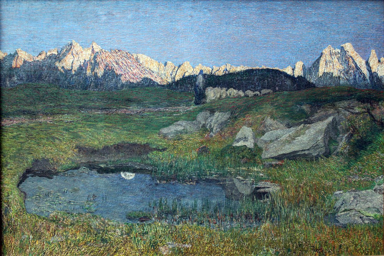 Paisaje alpino al atardecer de Giovanni Segantini